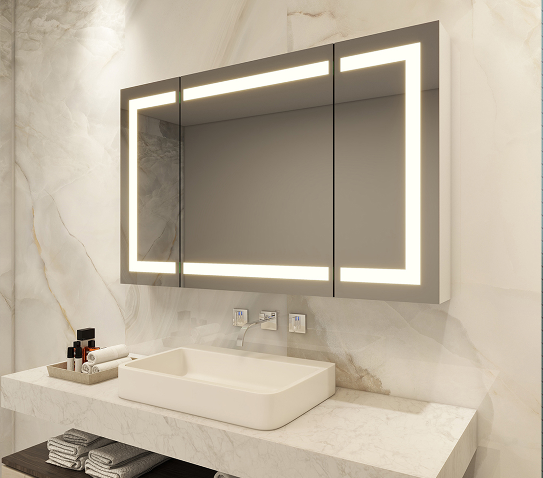 3 Doors LED Bathroom Mirror Cabinet