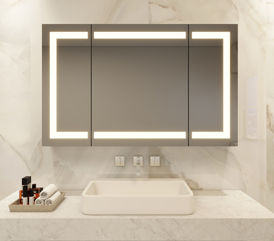 3 Doors LED Bathroom Mirror Cabinet