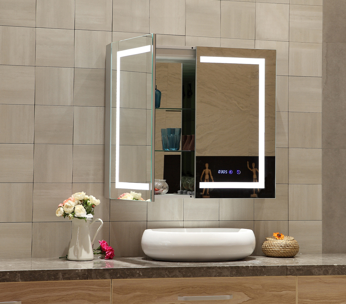 Double Doors Bathroom Mirror Cabinet