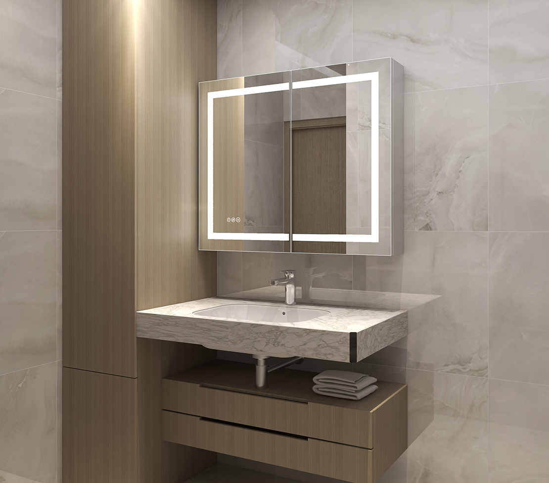 Double Doors Bathroom Mirror Cabinet