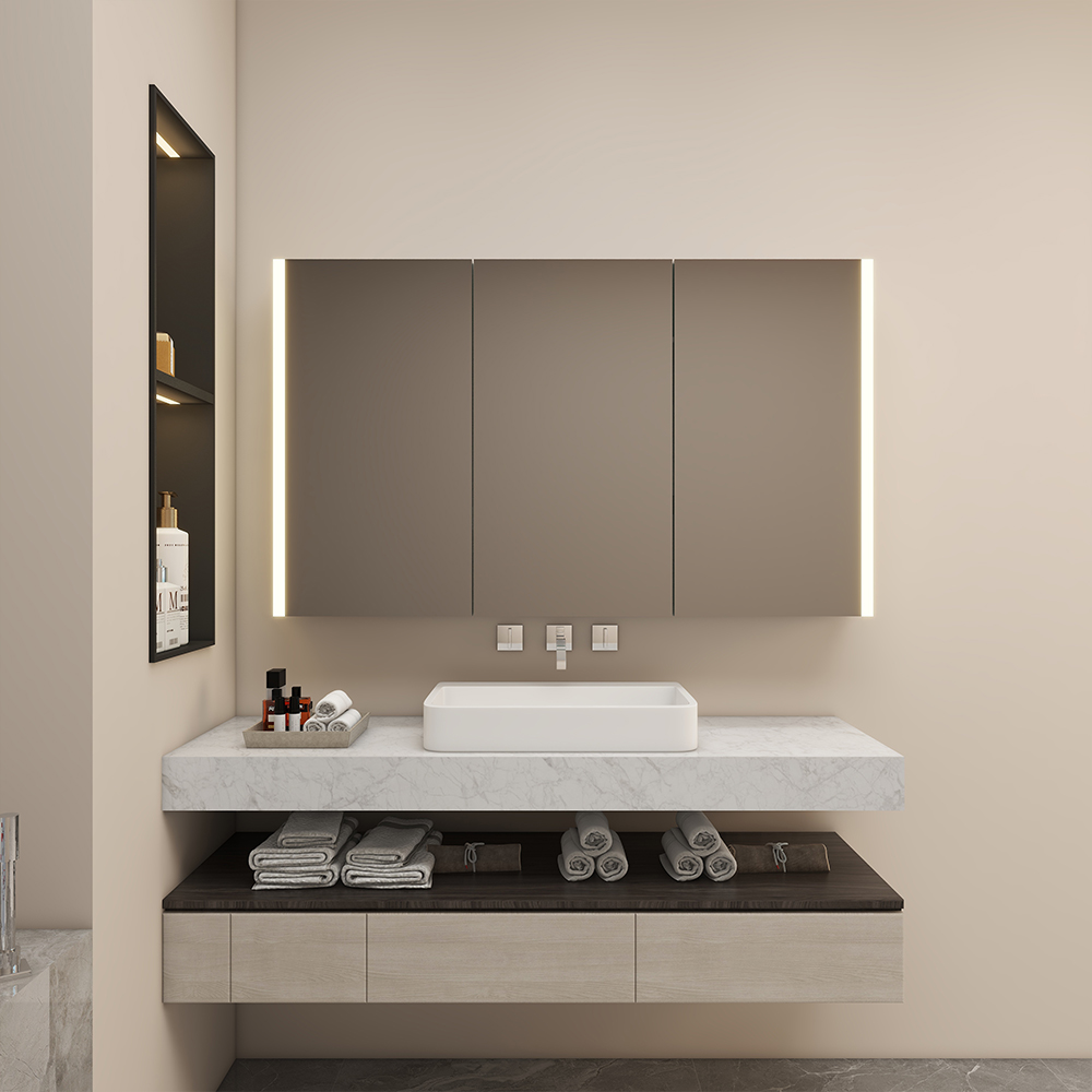 Big size LED Bathroom Mirror Cabinet With 3 Doors