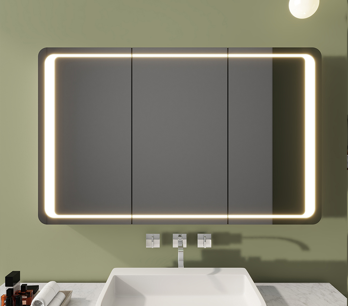 Irregular Sanded Mirror Cabinet With Hidden Wires