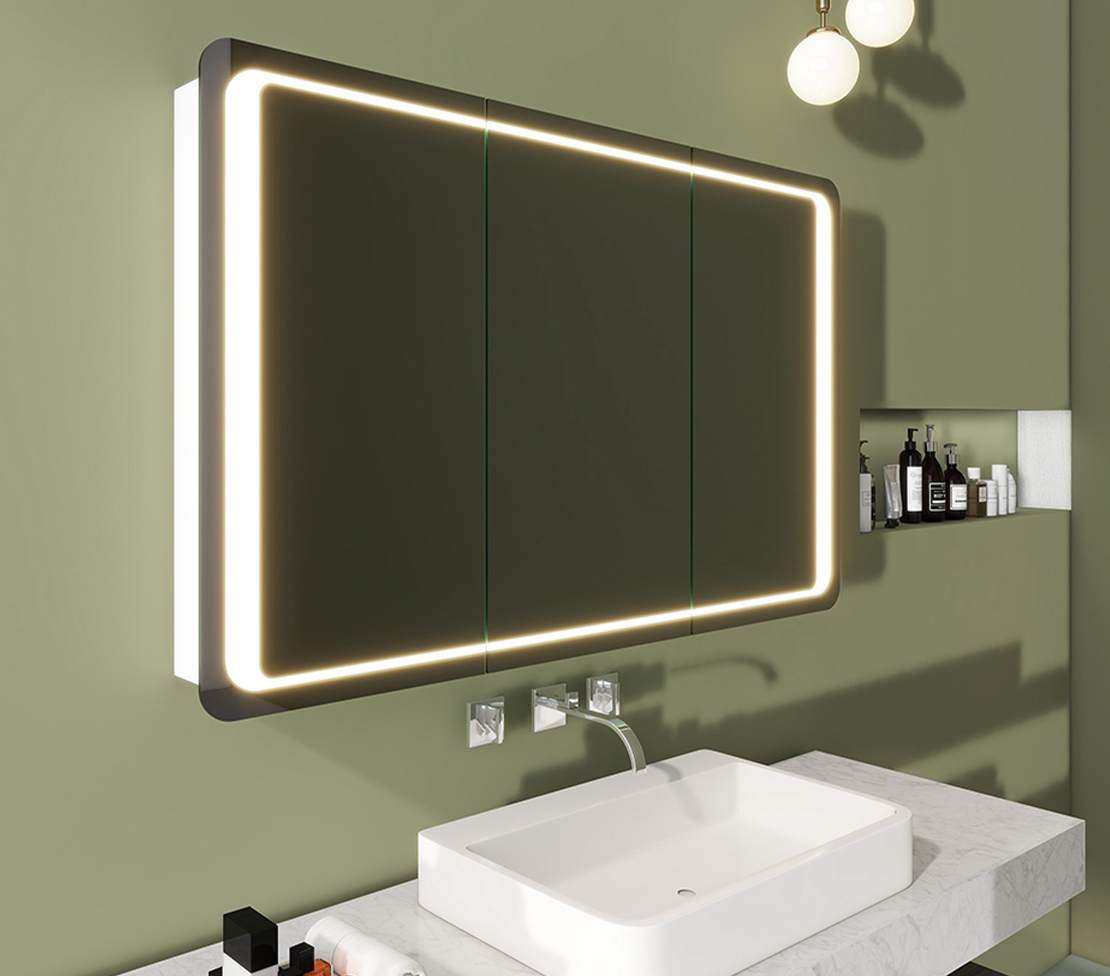 Irregular Sanded Mirror Cabinet With Hidden Wires