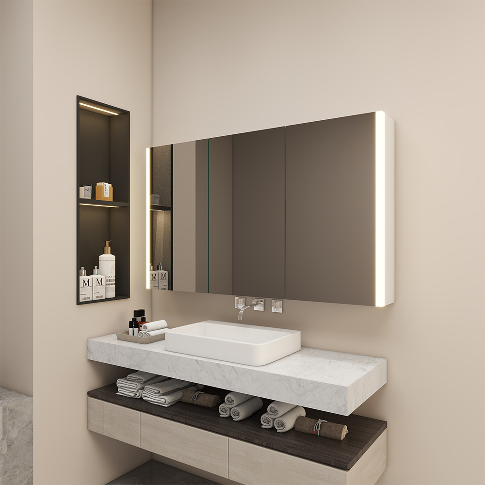 Big size LED Bathroom Mirror Cabinet With 3 Doors