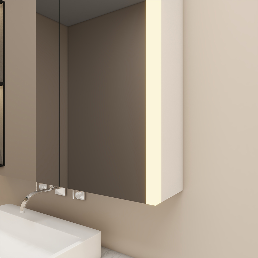 LED Bathroom Mirror Cabinet With 2 Different Size Doors